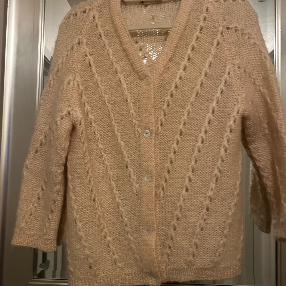 BEAUTIFUL VINTAGE (1950’s) CREAM CARDIGAN by SELMA MILANO…RARE